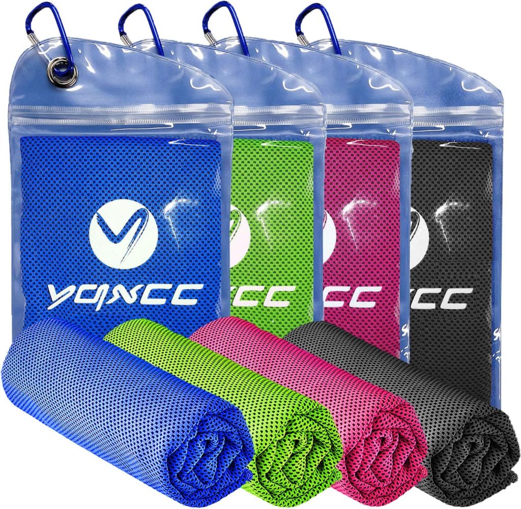 YQXCC 4-Pack Cooling Towels – Instant Relief for Hot Days, Sports & Travel