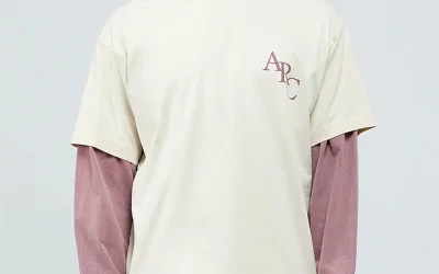 Man wearing A.R.C. Optimum light gray vintage wash heavyweight oversized T-shirt with relaxed streetwear outfit styling