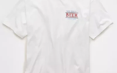 Man wearing AE Boxy Beer Graphic T-Shirt with relaxed oversized streetwear outfit styling