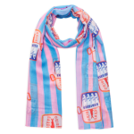 Codello modal blend scarf with striped pattern and sardine motif lightweight fashion accessory