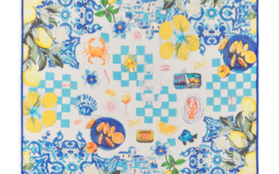 Codello pure silk scarf with lemon print luxury fashion accessory inspired by Mediterranean style